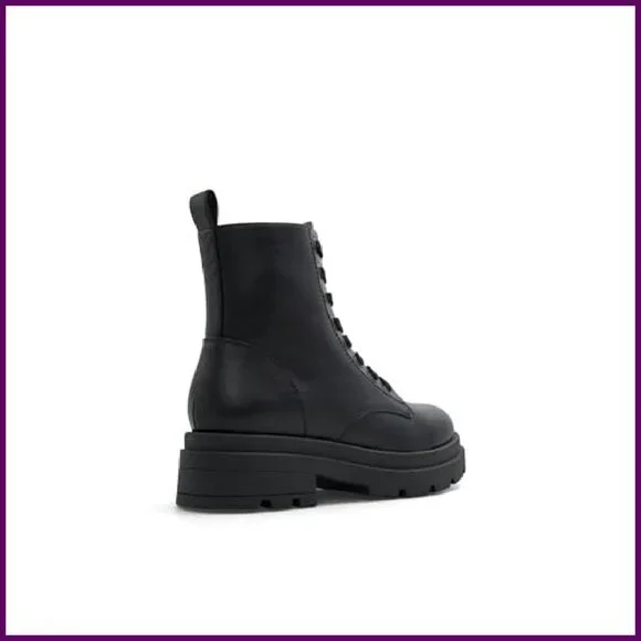 Chunky Combat Boots Vegan Lug Sole Round Toe Zipper Closure